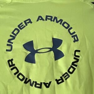 Under Armour Neon Yellow Swim Shirt  with Logo